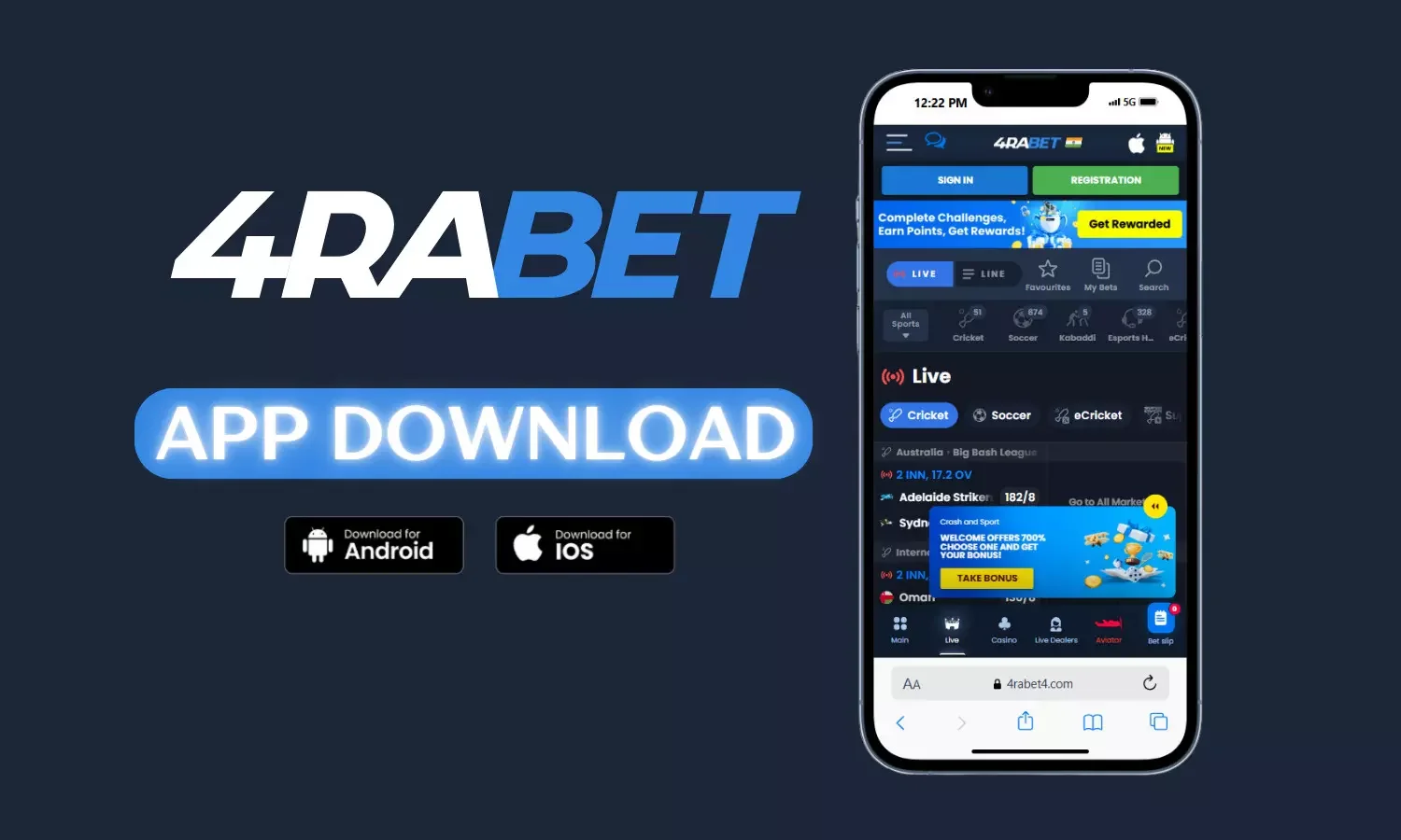4rabet mobile application for android and ios